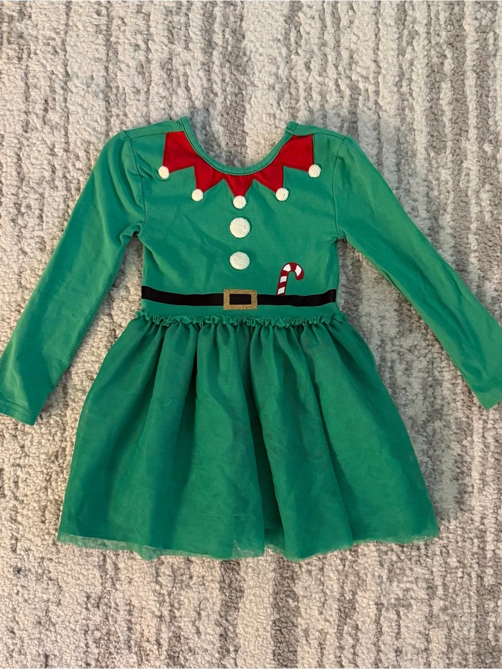 Old Navy Todslsr Green Elf Dress with Candy Cane Christmas
